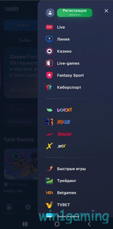 Функционал личного кабинета 1WIN